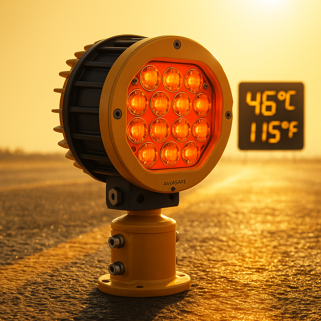 When the Heat Is On—Surviving 46°C: How AviaSafe Runway Lights Keep Their Cool in Extreme Conditions